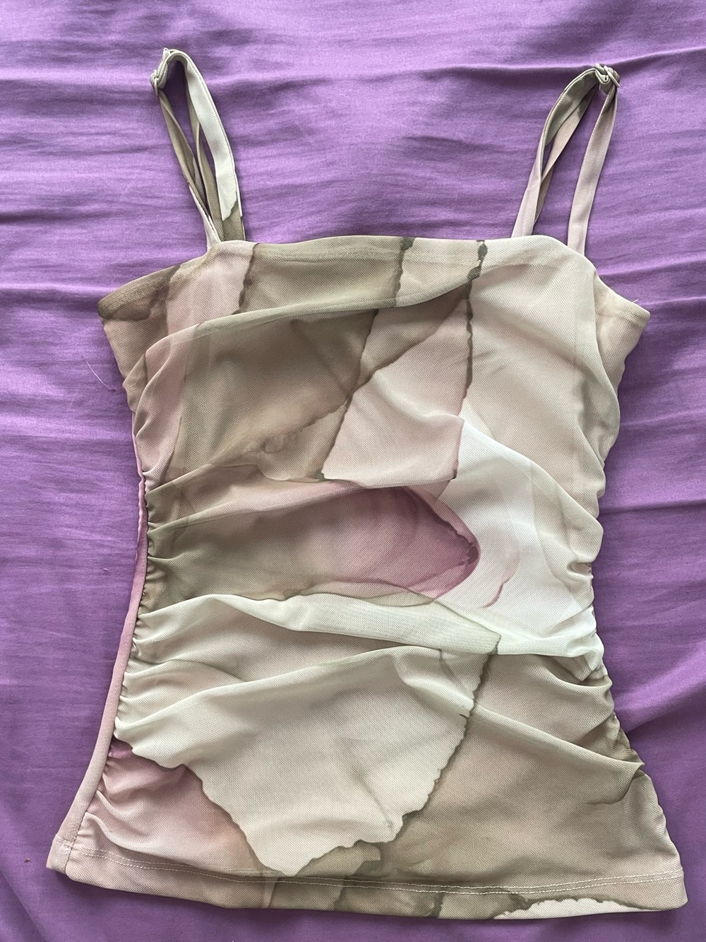 Dynamite Printed Mesh Camisole - Sage Green - Picture 6 of 11